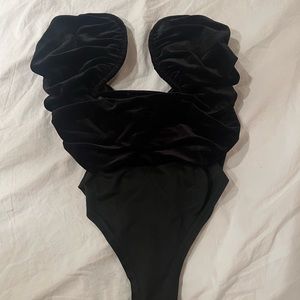 plt velvet plunge body suit